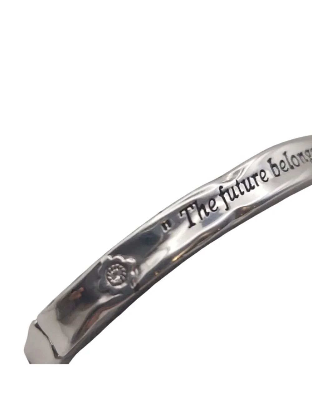 Brighton Hinged Bangle Bracelet Silver Plated Roosevelt The Future Belongs Quote